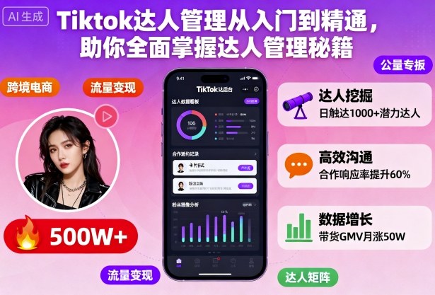 Tiktok达人管理从入门到精通，助你全面掌握达人管理秘籍-三月轻创
