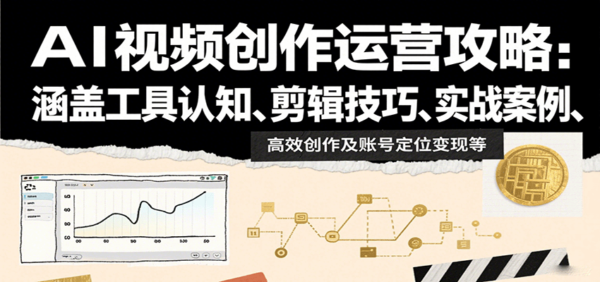 AI视频创作运营攻略：涵盖工具认知、剪辑技巧、实战案例、高效创作及账号定位变现等-三月轻创