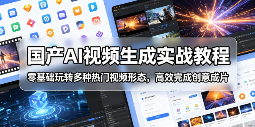 国产AI视频生成实战教程,零基础玩转多种热门视频形态,高效完成创意成片-三月轻创