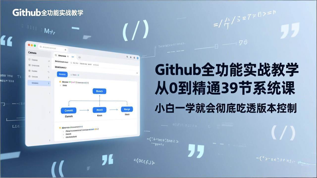 （17501期）GitHub-全功能实战教学，从0到精通39节系统课，小白一学就会彻底吃透版本控制-三月轻创