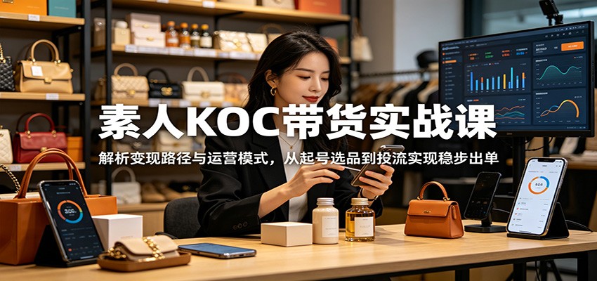 素人KOC带货实战课：解析变现路径与运营模式，从起号选品到投流实现稳步出单-三月轻创