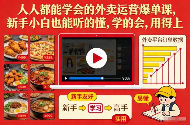 人人都能学会的外卖运营爆单课，新手小白也能听的懂，学的会，用得上-三月轻创