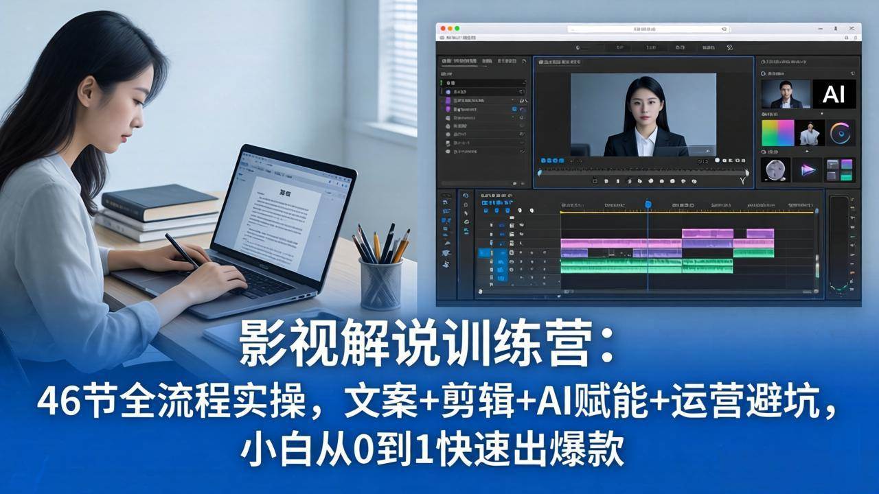 （18053期）影视解说特训营：46节全流程实操，文案+剪辑+AI赋能+运营避坑，小白从0到1快速出爆款-三月轻创