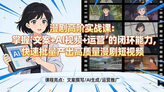 （17461期）漫剧高阶实战课：掌握“文案+AI视频+运营”的闭环能力，快速批量产出高质量漫剧短视频-三月轻创