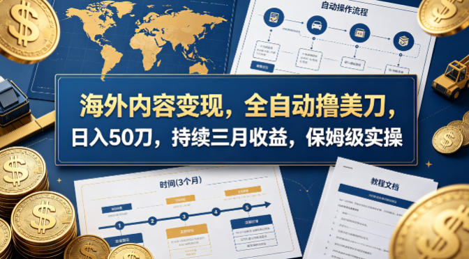 海外内容变现，全自动撸美刀，日入50刀，持续三月收益，保姆级实操【揭秘】-三月轻创