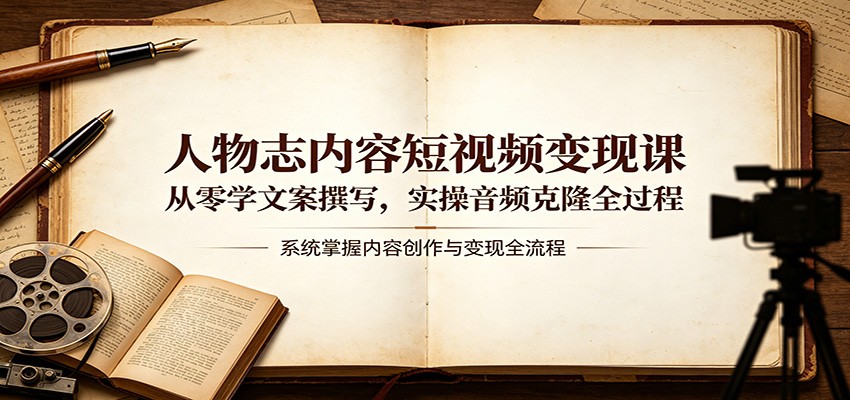 人物志内容短视频变现课：从零学文案撰写，实操音频克隆全过程-三月轻创
