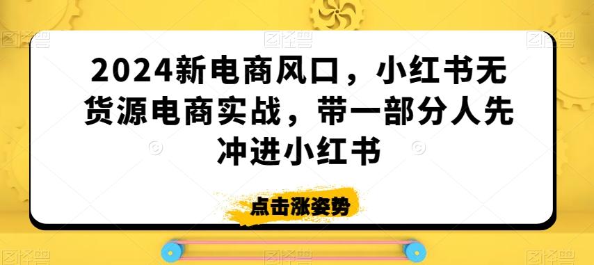 2024新电商风口，小红书无货源电商实战，带一部分人先冲进小红书-三月轻创