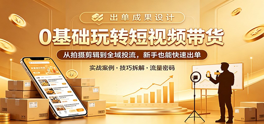0基础玩转短视频带货：从拍摄剪辑到全域投流，新手也能快速出单-三月轻创