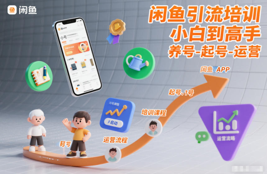 闲鱼引流培训，小白到高手，养号-起号-运营-三月轻创