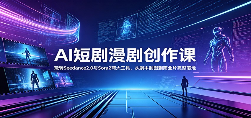 AI短剧漫剧创作课：玩转Seedance2.0与 Sora2两大工具，从剧本制图到商业片完整落地-三月轻创