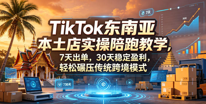 TikTok东南亚本土店实操陪跑教学，7天出单，30天稳定盈利，轻松碾压传统跨境模式-三月轻创
