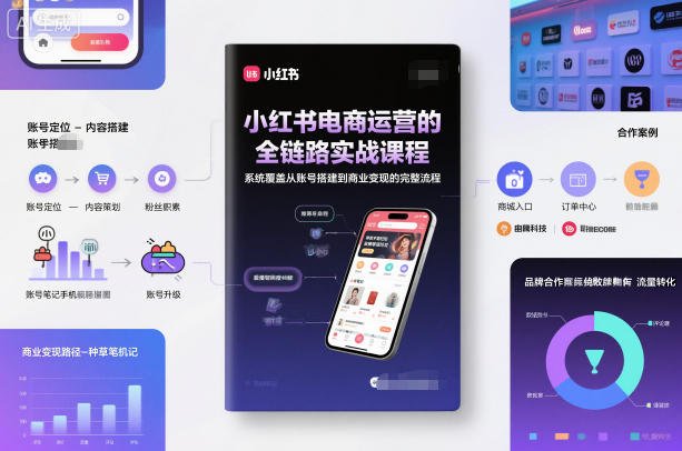 小红书电商运营的全链路实战课程，系统覆盖从账号搭建到商业变现的完整流程-三月轻创