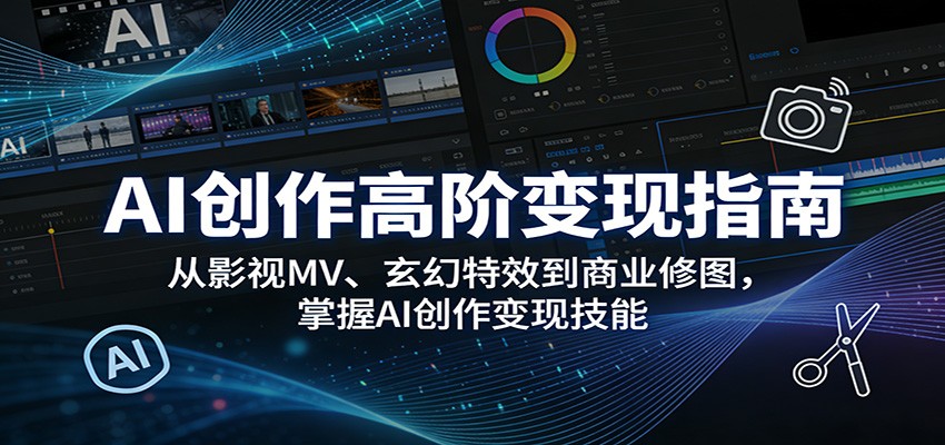 AI创作高阶变现指南：从影视MV、玄幻特效到商业修图，掌握AI创作变现技能-三月轻创