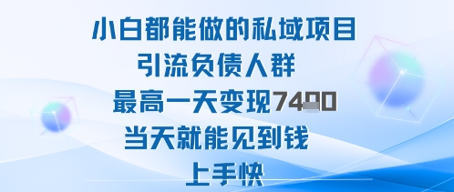 2025年小白都能做的私域项目引流负债人群最高一天变现1k+高变现难度低当天就能见到钱上手快-三月轻创