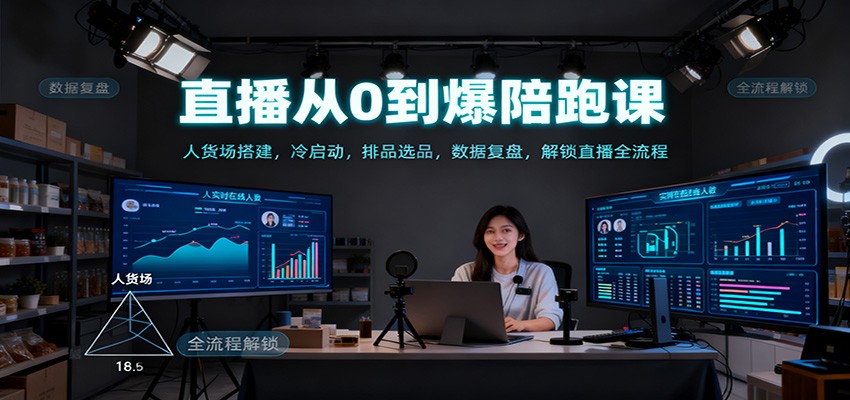 直播从0到爆陪跑课：人货场搭建，冷启动，排品选品，数据复盘，解锁直播全流程-三月轻创
