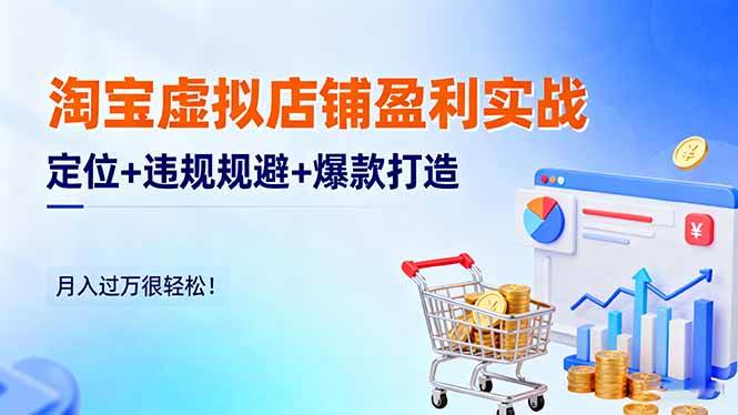 （16387期）淘宝虚拟店铺盈利实战：定位+违规规避+爆款打造，月入过万很轻松！-三月轻创