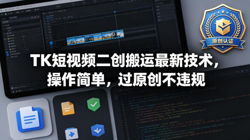 TK短视频二创搬运最新技术，操作简单，过原创不违规-三月轻创