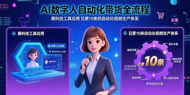 （15699期）AI数字人自动化带货全流程：黑科技工具应用 日更10条的自动化视频生产体系-三月轻创