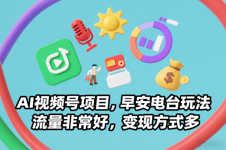 AI视频号项目，早安电台玩法，流量非常好，变现方式多-三月轻创