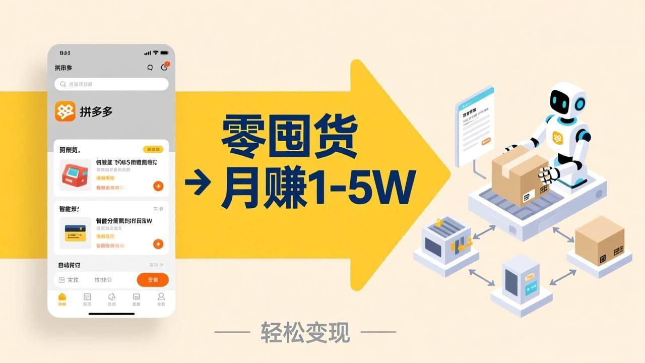（17490期）不用囤货不用跑单！拼多多虚拟玩法，机器人管理发货和客服，帮你月赚 1-5W-三月轻创