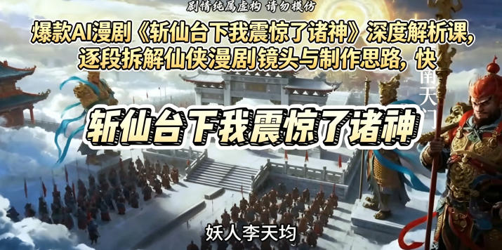 爆款AI漫剧《斩仙台下我震惊了诸神》深度解析课,逐段拆解仙侠漫剧镜头与制作思路,快速复刻爆款创作模式-三月轻创