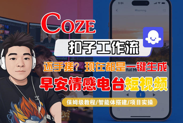 【Coze工作流搭建实操教程】【coze】早安情感电台日签视频还在手动做?用扣子工作流自动生成,省时90%-三月轻创