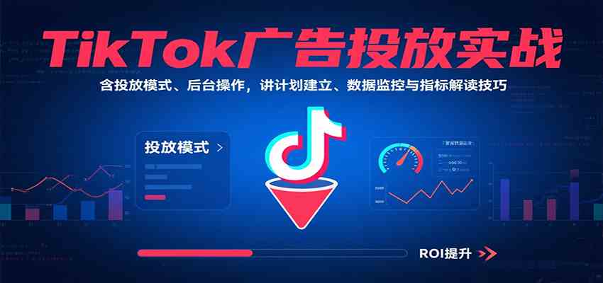TikTok广告投放实战，含投放模式、后台操作，讲计划建立、数据监控与指标解读技巧-三月轻创