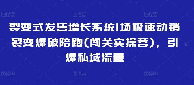 裂变式发售增长系统1场极速动销裂变爆破陪跑(闯关实操营)，引爆私域流量-三月轻创
