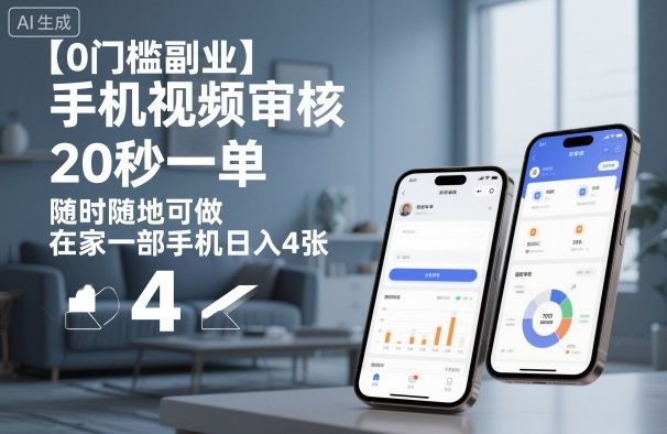 【0门槛副业】手机视频审核，20秒一单，随时随地可做，在家一部手机日入4张【揭秘】-三月轻创