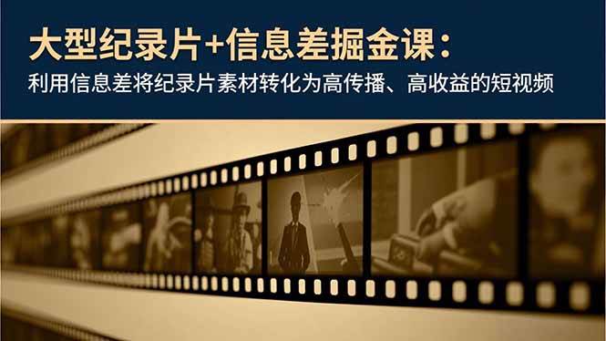 （16741期）大型纪录片+信息差掘金课：利用信息差将纪录片素材转化为高传播、高收益的短视频-三月轻创