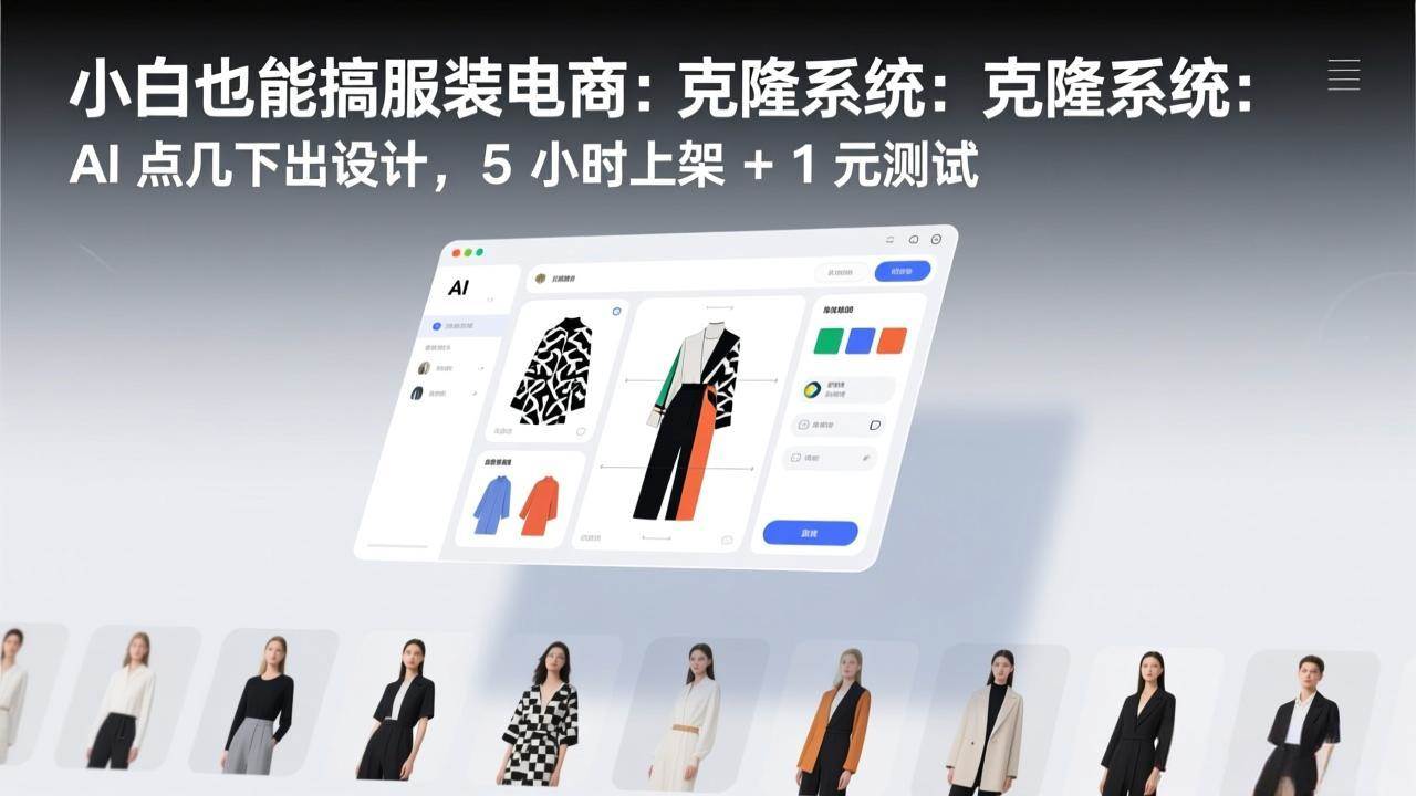 （17411期）小白也能搞服装电商：克隆系统：AI 点几下出设计，5 小时上架 + 1 元测试-三月轻创