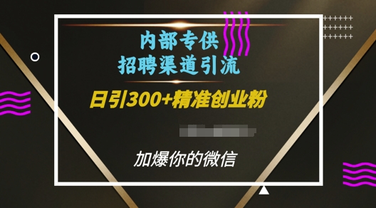 内部招聘渠道日引流300+创业粉，加爆你的微信【揭秘】-三月轻创