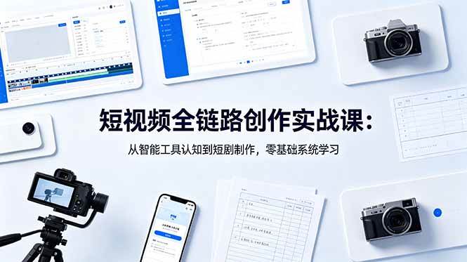 (18683期)短视频全链路创作实战课:从智能工具认知到短剧制作,零基础系统学习-三月轻创