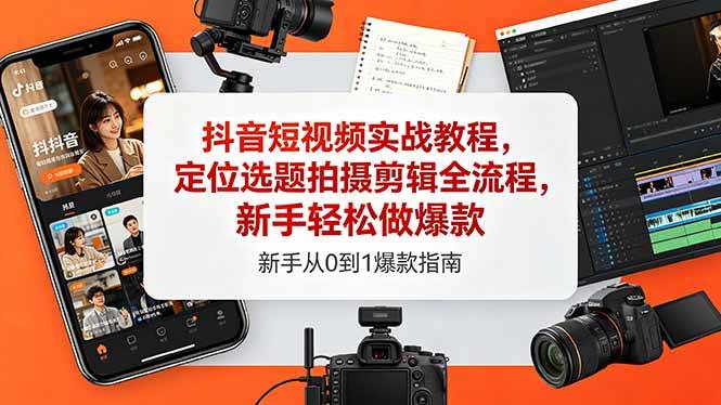 (18524期)抖音短视频实战教程,定位选题拍摄剪辑全流程,新手轻松做爆款-三月轻创