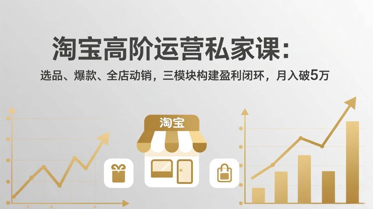 (17944期)淘宝高阶运营私家课(更新26年4月):选品、爆款、全店动销,三模块构建盈利闭环,月入破5万-三月轻创