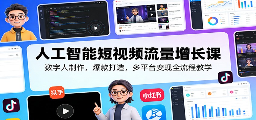 人工智能短视频流量增长课:数字人制作,爆款打造,多平台变现全流程教学-三月轻创