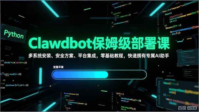 （17343期）Clawdbot保姆级部署课，多系统安装、安全方案、平台集成，零基础教程，快速拥有专属AI助手-三月轻创