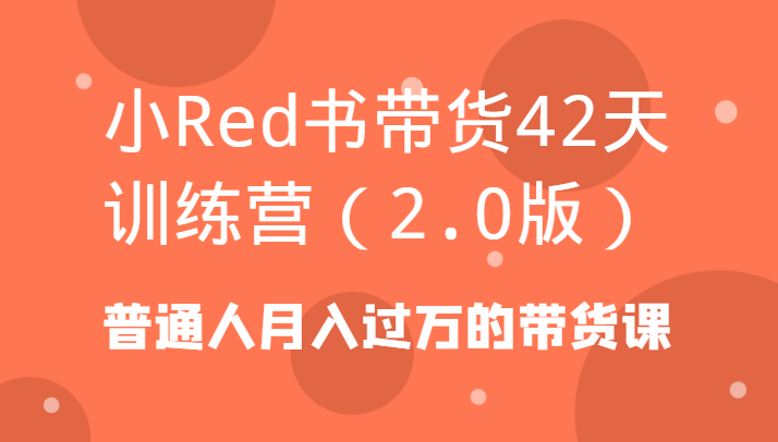 小Red书带货42天训练营(2.0版)普通人月入过万的带货课-三月轻创
