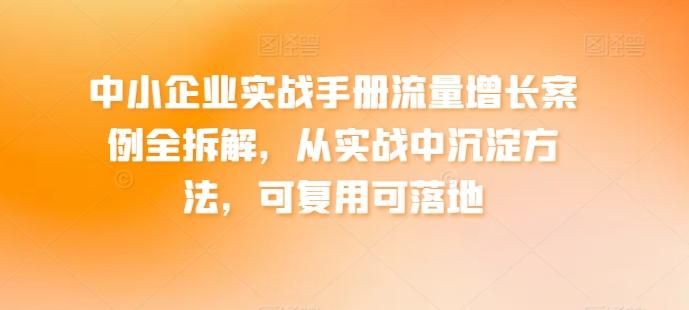 中小企业实战手册流量增长案例全拆解，从实战中沉淀方法，可复用可落地-三月轻创
