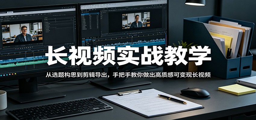 长视频实战教学，从选题构思到剪辑导出，手把手教你做出高质感可变现长视频-三月轻创