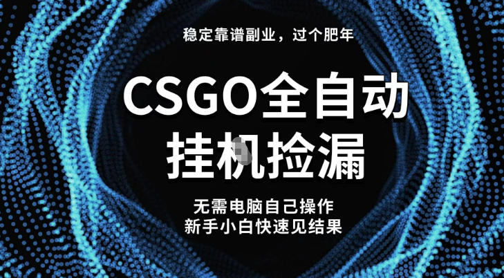 【稳定副业】全球最热门游戏CSGO全自动捡漏，最新玩法，新手小白日入5张+【揭秘】-三月轻创