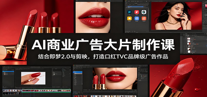 AI商业广告大片制作课:结合即梦2.0与剪映,打造口红TVC品牌级广告作品-三月轻创