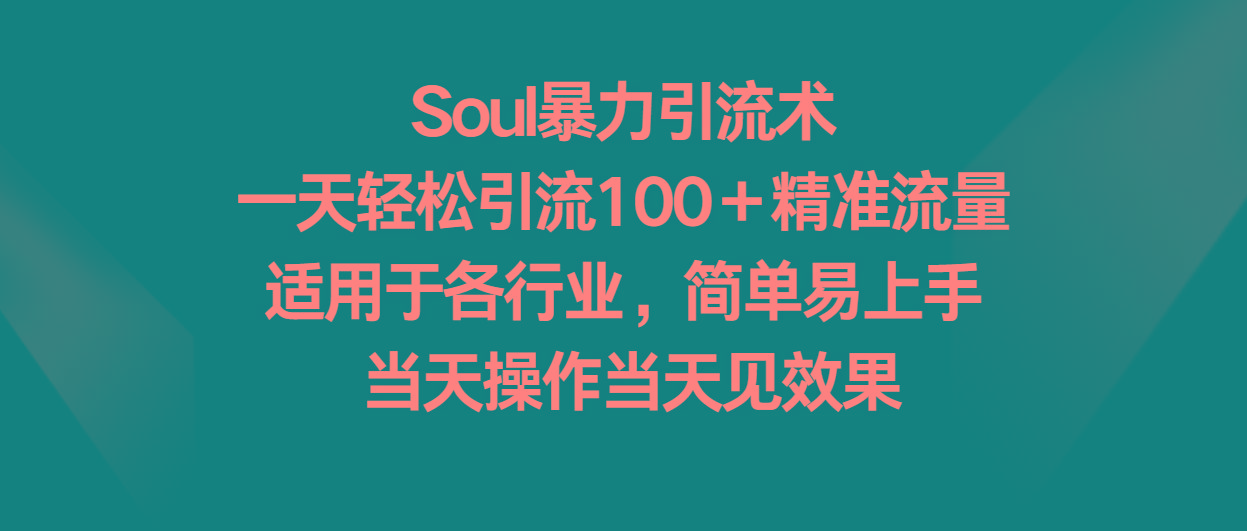Soul暴力引流术，一天轻松引流100＋精准流量，适用于各行业，简单易上手！-三月轻创