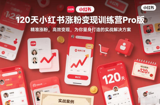 120天小红书涨粉变现训练营Pro版，精准涨粉，高效变现，为你量身打造的实战解决方案-三月轻创