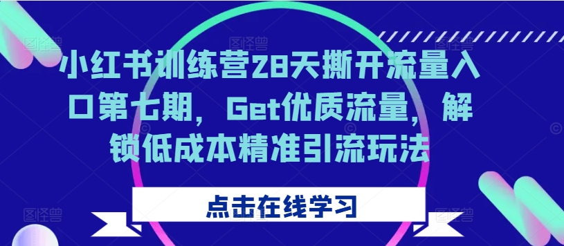 小红书训练营28天撕开流量入口第七期，Get优质流量，解锁低成本精准引流玩法-三月轻创