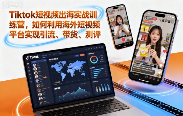 Tiktok短视频出海实战训练营，如何利用海外短视频平台实现引流、带货、测评-三月轻创