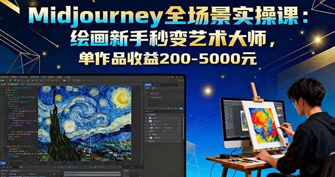 （16125期）Midjourney全场景实操课：绘画新手秒变艺术大师，单作品收益200-5000元-三月轻创
