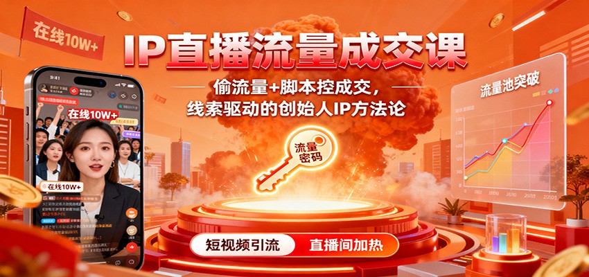IP直播流量成交课：偷流量+脚本控成交，线索驱动的创始人IP方法论-三月轻创
